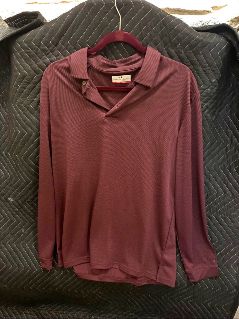 Grand Slam Men's Long Sleeve Polo - Burgundy Wine Tone